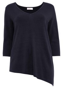 Große Größen Pullover mit asymmetrischem Saum Gr. 52/54 blau von sheego für Damen