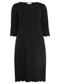 Große Größen Strickkleid mit Bogenkante Gr. 58 schwarz von sheego für Damen