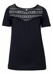 Große Größen T-Shirt mit Spitze Gr. 52/54 schwarz von sheego für Damen