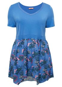 sheego by Joe Browns Große Größen Longshirt mit Blumendruck und zipfeligem Saum Gr. 48/50 blau geblümt von sheego für Damen