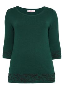 Große Größen Pullover mit Intarsien und 3/4-Ärmeln Gr. 56/58 grün von sheego für Damen