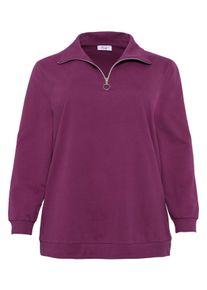 Große Größen BASIC Sweat-Troyer mit Reißverschluss Gr. 52/54 rot von sheego für Damen