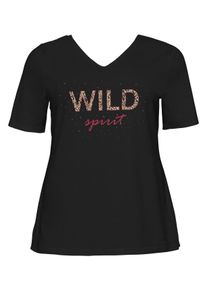 Große Größen Shirt mit Wording-Print und Strasssteinen Gr. 48/50 schwarz von sheego für Damen