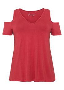 Große Größen Strandshirt im schulterfreien Schnitt Gr. 56/58 rot von sheego für Damen