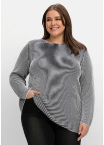 Große Größen Strickpullover in zweifarbiger Rippoptik Gr. 40/42 blau von sheego für Damen