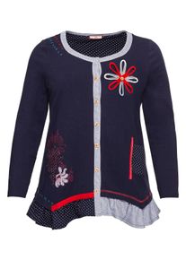 sheego by Joe Browns Große Größen Shirtjacke in Zipfelform, mit Rüschen am Saum Gr. 56/58 blau von sheego für Damen
