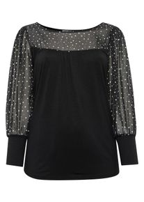 Große Größen Blusenshirt mit Punkten Gr. 52/54 schwarz von sheego für Damen