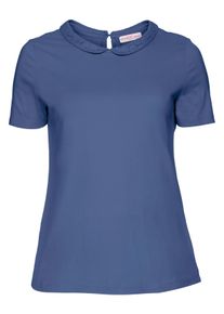 Große Größen T-Shirt mit Bubikragen Gr. 44/46 blau von sheego für Damen