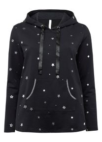 Große Größen Kapuzensweatshirt mit Stern-Alloverdruck Gr. 44/46 schwarz bedruckt von sheego für Damen