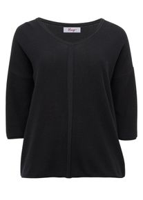 Große Größen Strickpullover mit 3/4-Ärmeln in Oversized-Form Gr. 56/58 schwarz von sheego für Damen