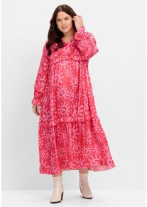 sheego loves miss goodlife Große Größen Maxikleid mit Alloverprint, Rüschen und Volants Gr. 46 pink bedruckt von sheego für Damen