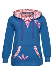 sheego by Joe Browns Große Größen Sweatshirt mit Schnürung am Ausschnitt Gr. 52/54 blau bedruckt von sheego für Damen