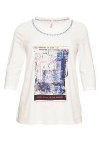 Große Größen Shirt mit Frontdruck und Glitzersteinchen Gr. 48/50 weiß von sheego für Damen