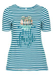 Große Größen Ringelshirt mit Frontdruck Gr. 44/46 blau von sheego für Damen