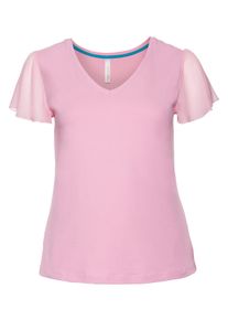 Große Größen T-Shirt mit Chiffonärmeln Gr. 48/50 rosa von sheego für Damen