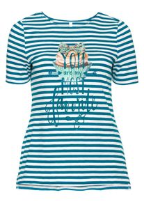 Große Größen Ringelshirt mit Frontdruck Gr. 56/58 blau von sheego für Damen