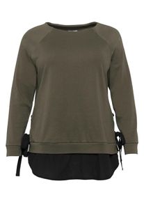Große Größen Sweatshirt mit Ösen und Schnürung Gr. 56/58 grün von sheego für Damen