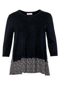 Große Größen 2-in-1-Pullover mit Bluseneinsatz und 3/4-Ärmeln Gr. 52/54 schwarz von sheego für Damen