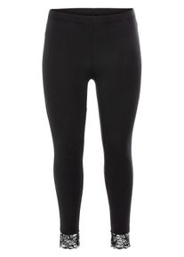 Große Größen BASIC 7/8-Leggings mit Spitze Gr. 44 schwarz von sheego für Damen