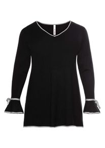 Große Größen Pullover mit Volantärmeln Gr. 52/54 schwarz von sheego für Damen