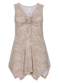 Große Größen Longtop in zipfeliger Form Gr. 46 braun bedruckt von sheego für Damen