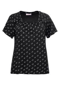 Große Größen Shirt mit Flügelärmeln und Karree-Ausschnitt Gr. 44 schwarz bedruckt von sheego für Damen