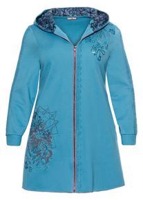 sheego by Joe Browns Große Größen Longsweatjacke mit Zipfelkapuze Gr. 48/50 blau bedruckt von sheego für Damen