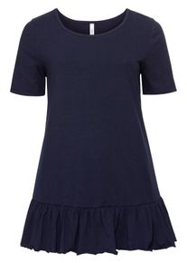 Große Größen Longshirt mit Volant und Rundhalsausschnitt Gr. 56/58 blau von sheego für Damen