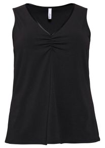 Große Größen BASIC Top aus Jersey mit Satinband Gr. 50 schwarz von sheego für Damen
