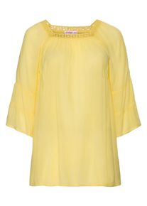 Große Größen Tunika mit Spitze Gr. 44 gelb von sheego für Damen