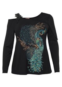 sheego by Joe Browns Große Größen One-Shoulder-Shirt mit Spitze Gr. 56/58 schwarz von sheego für Damen