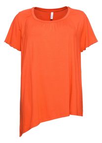 Große Größen T-Shirt mit diagonalem Saum und Flügelärmeln Gr. 44/46 orange von sheego für Damen