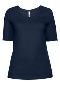 Große Größen BASIC T-Shirt mit langem Halbarm Gr. 40/42 blau von sheego für Damen