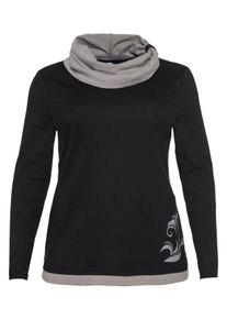 Große Größen Langarmshirt in 2-in-1-Optik mit weitem Kragen Gr. 48/50 schwarz von sheego für Damen