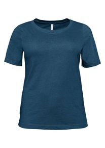 Große Größen T-Shirt mit verlängertem Halbarm Gr. 44/46 blau von sheego für Damen