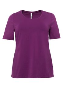 Große Größen BASIC T-Shirt mit langem Halbarm Gr. 48/50 lila von sheego für Damen