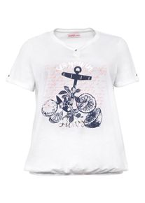 Große Größen Shirt aus Flammgarn mit maritimen Druck Gr. 56/58 weiß von sheego für Damen