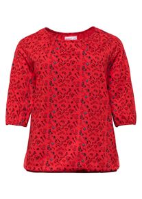 Große Größen Shirt mit 3/4-langen Raglanärmeln und Gummibund Gr. 44/46 rot bedruckt von sheego für Damen