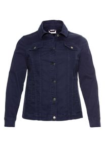 Große Größen BASIC Kurzjacke mit Umlegekragen und Brusttaschen Gr. 50 blau von sheego für Damen