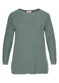 Große Größen Pullover im Strick-Mix mit U-Boot-Ausschnitt Gr. 44/46 grün von sheego für Damen