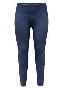 Große Größen Leggings in Oil-washed-Optik mit Blumendruck Gr. 54 blau geblümt von sheego für Damen
