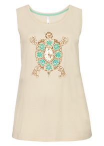 Große Größen Top mit Frontdruck Gr. 48 weiß/blau von sheego für Damen