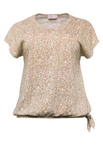 Große Größen Shirt aus Flammgarn mit Gummibund Gr. 48/50 beige bedruckt von sheego für Damen