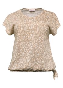 Große Größen Shirt aus Flammgarn mit Gummibund Gr. 56/58 beige bedruckt von sheego für Damen