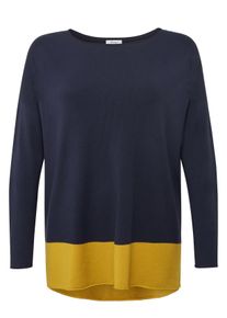Große Größen Longpullover Oversize Feinstrick Viskose Gr. 44/46 blau von sheego für Damen