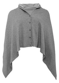 Große Größen Poncho mit V-Ausschnitt und Knopfleiste Gr. 1 grau von sheego für Damen