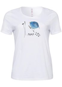 Große Größen T-Shirt mit Frontdruck Gr. 56/58 weiß von sheego für Damen
