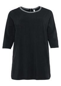 Große Größen Longshirt mit 3/4-Arm und Rundhalsausschnitt Gr. 56/58 schwarz von sheego für Damen