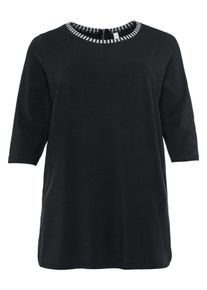 Große Größen Longshirt mit 3/4-Arm und Rundhalsausschnitt Gr. 56/58 schwarz von sheego für Damen