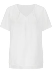 sheego Gro&szlig;e Gr&ouml;&szlig;en Georgettebluse mit Kellerfalte vorn, wollwei&szlig;, Gr&ouml;&szlig;e 50 - Damen